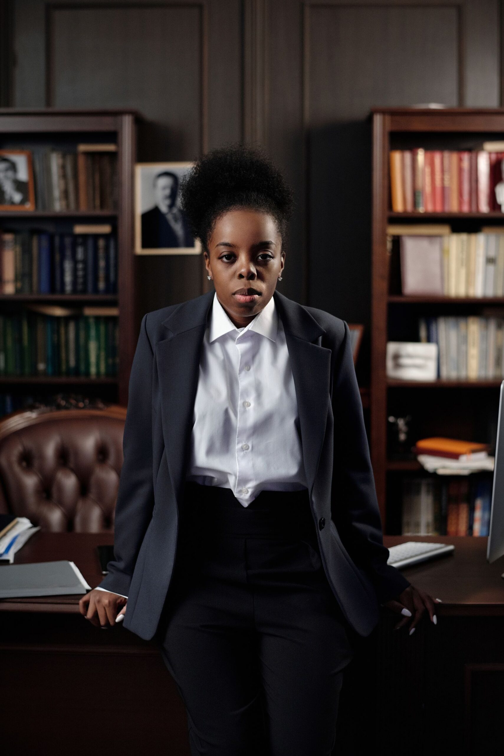 Black professional executive in a formal office setting